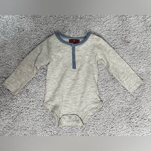 7 For All Mankind Onesie Infant 12 Months Long Sleeve Gray Buttons Baby Soft